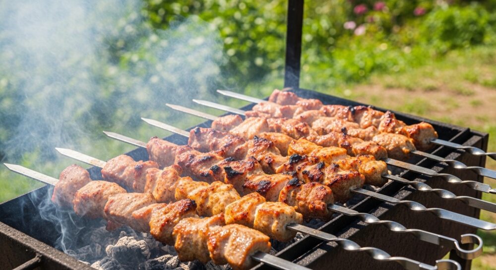 ジョージア料理ムツバディ。炭火で焼く肉串BBQ。