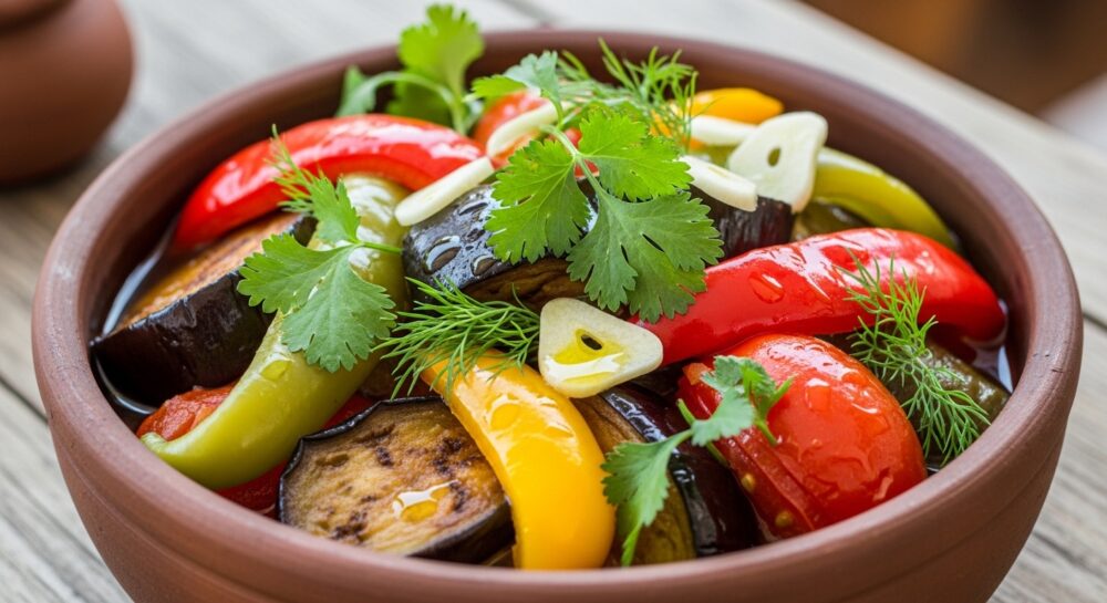 ジョージア料理アジャプサンダリ。夏野菜の煮込み。