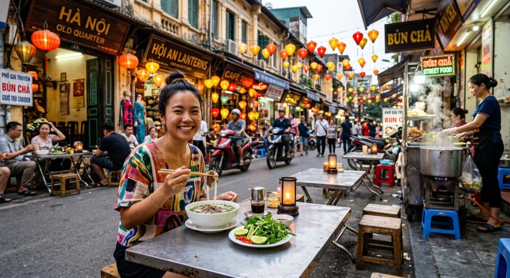 ベトナムの街並みと美しい食卓。旅と食のひとコマ。