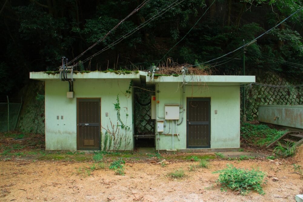 abandoned school building japan countryside green