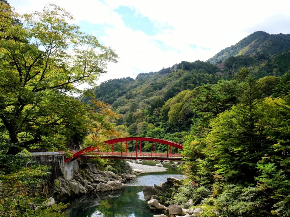 japan mountain river countryside green