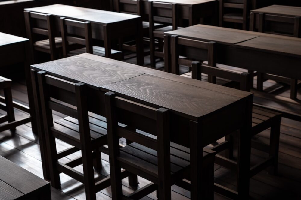japanese school classroom nostalgic wooden desk