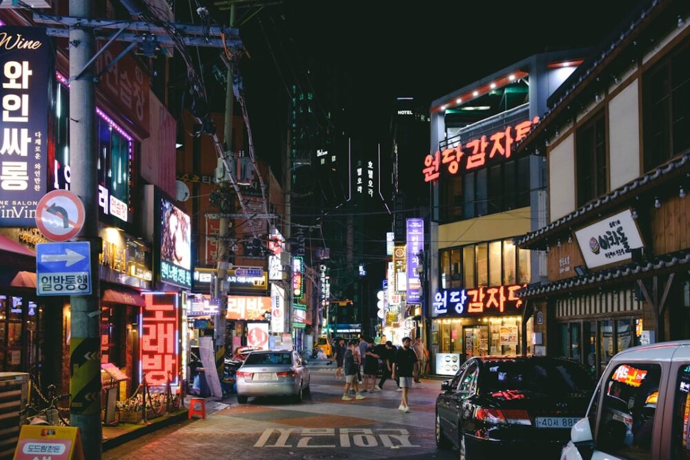 seoul taxi street city night