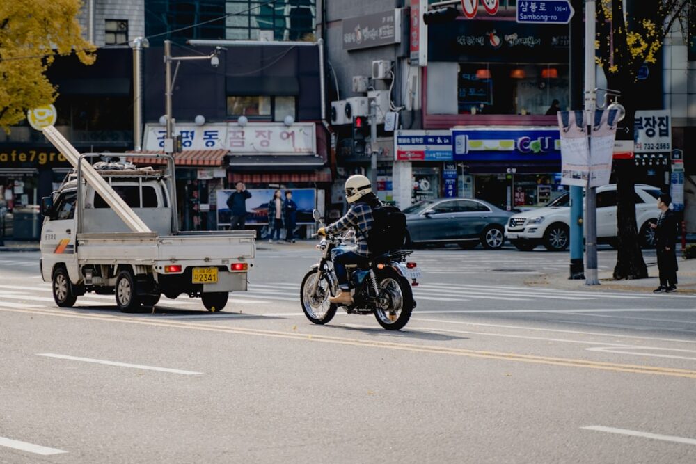 korea bicycle helmet city street