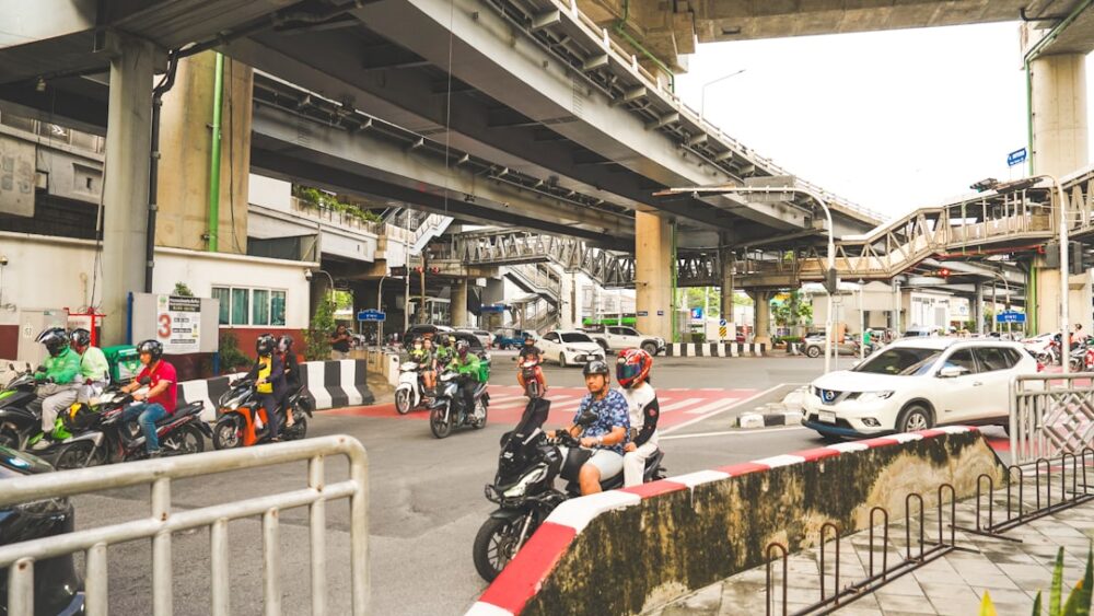 bangkok pedestrian crossing motorcycle