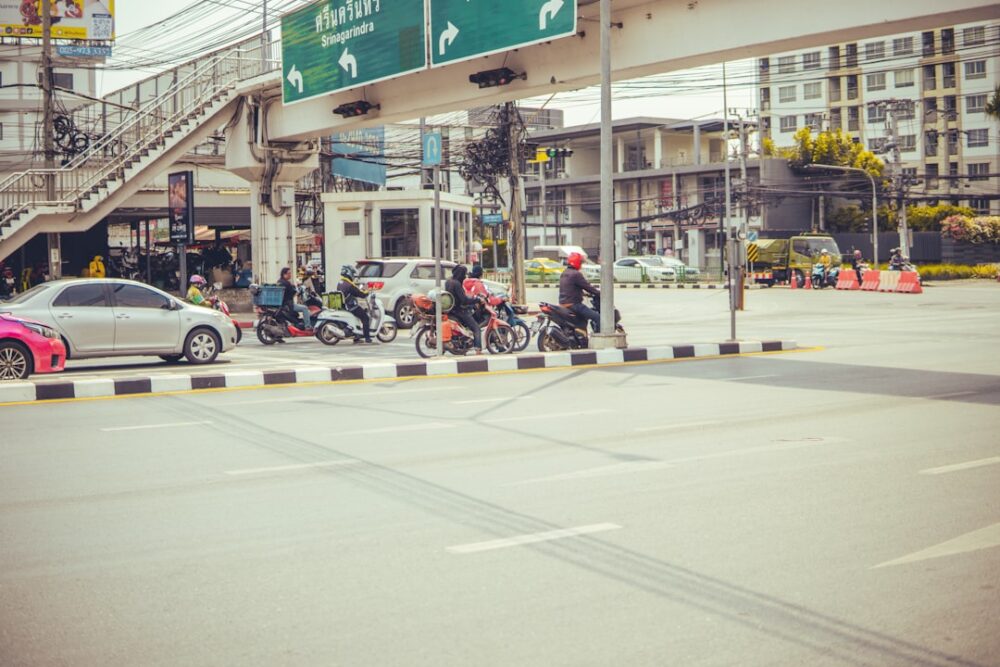 bangkok traffic motorcycle pedestrian