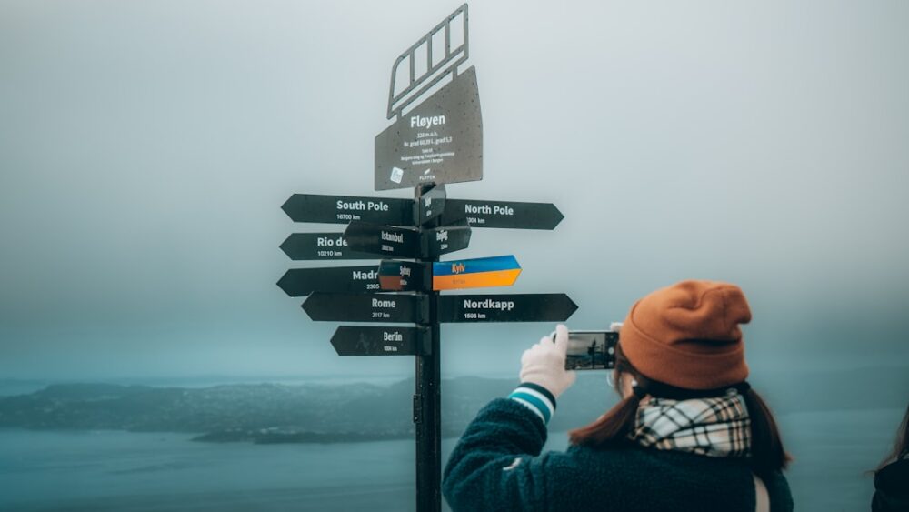 traveler choosing path different directions