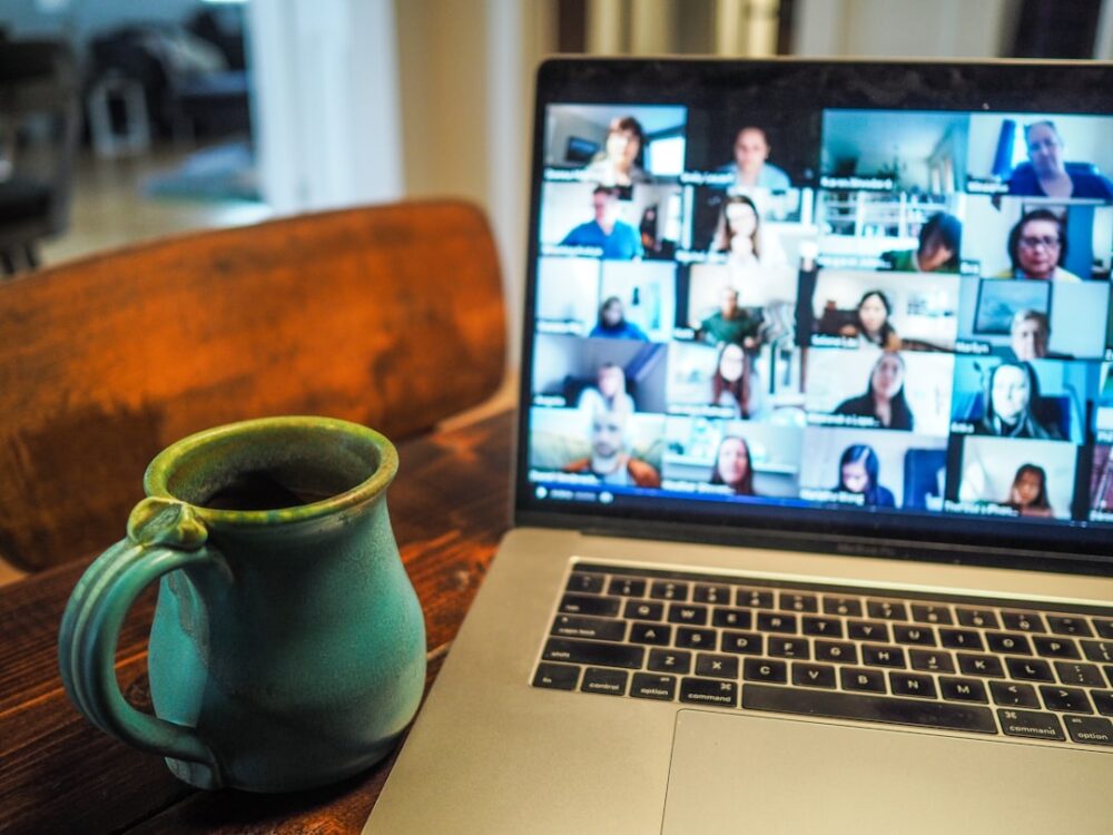 online video meeting laptop call
