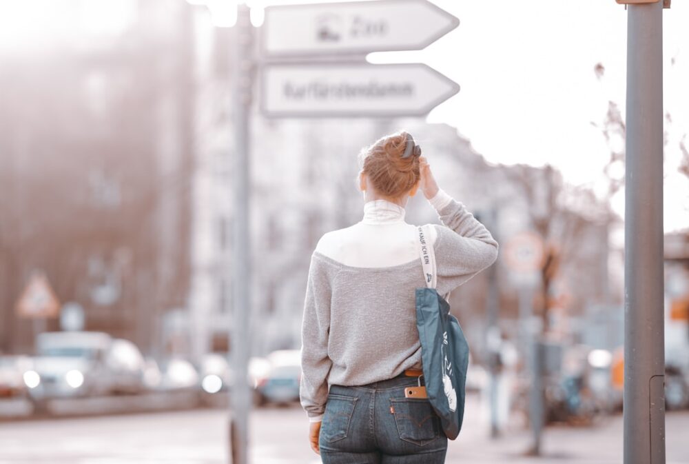 thinking person crossroads choice decision