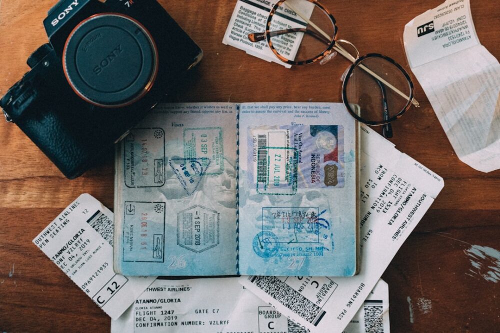 travel planning passport map preparation desk